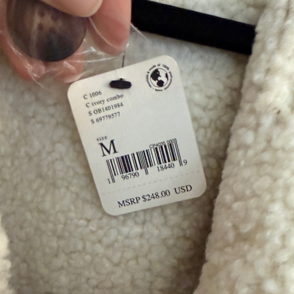 Free People Tan Teddy Coat with Cream Sherpa Trim - Picture 3 of 5